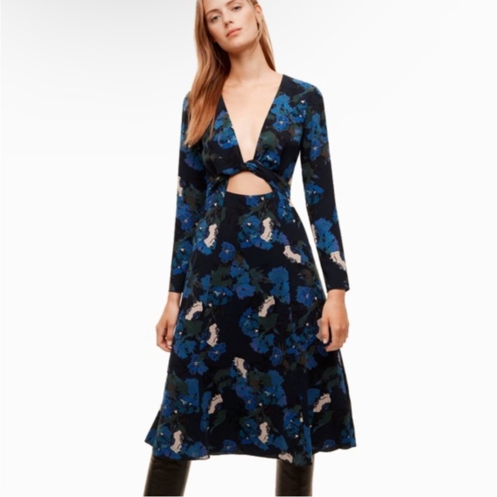 Aritzia Wilfred Aubagne Navy Blue Cut Out Midi Dress